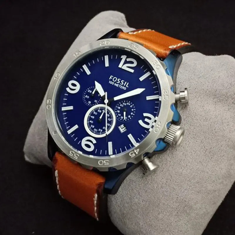 Fossil Nate Chronograph Quartz Navy Blue Dial Men's Watch- JR1504